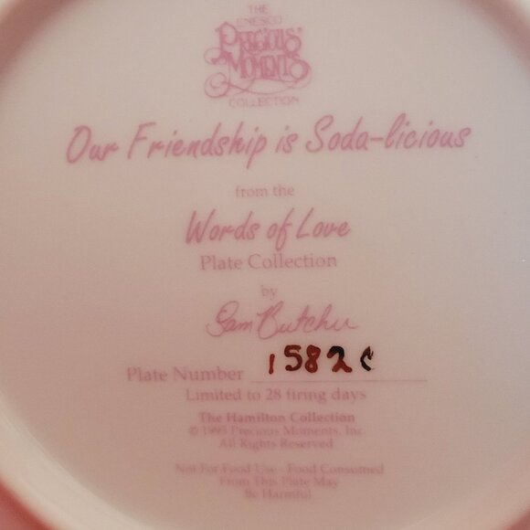 Precious Moments Our Frienship is Soda licious 1995 The Hamilton Collection - Picture 7 of 12
